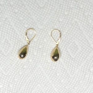 14K gold dangle lever-back earrings.